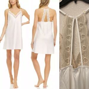 Flora by Flora Nikrooz Chemise slip dress Lingerie Nightgown cream heart tan M